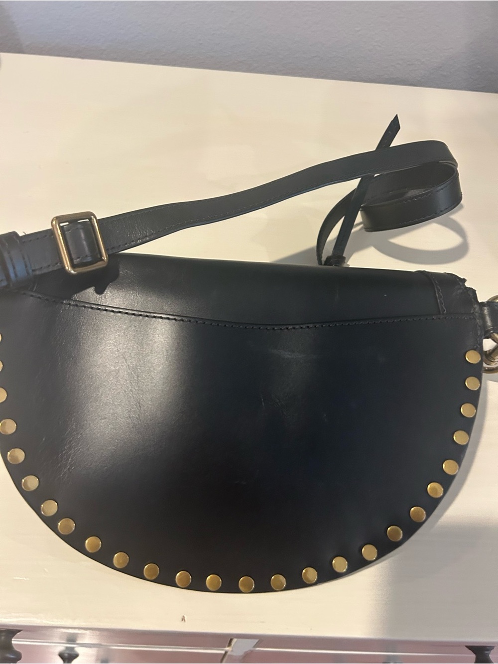 Isabel Marant Black Leather Crossbody Bag with Gold Studs - Picture 2 of 7